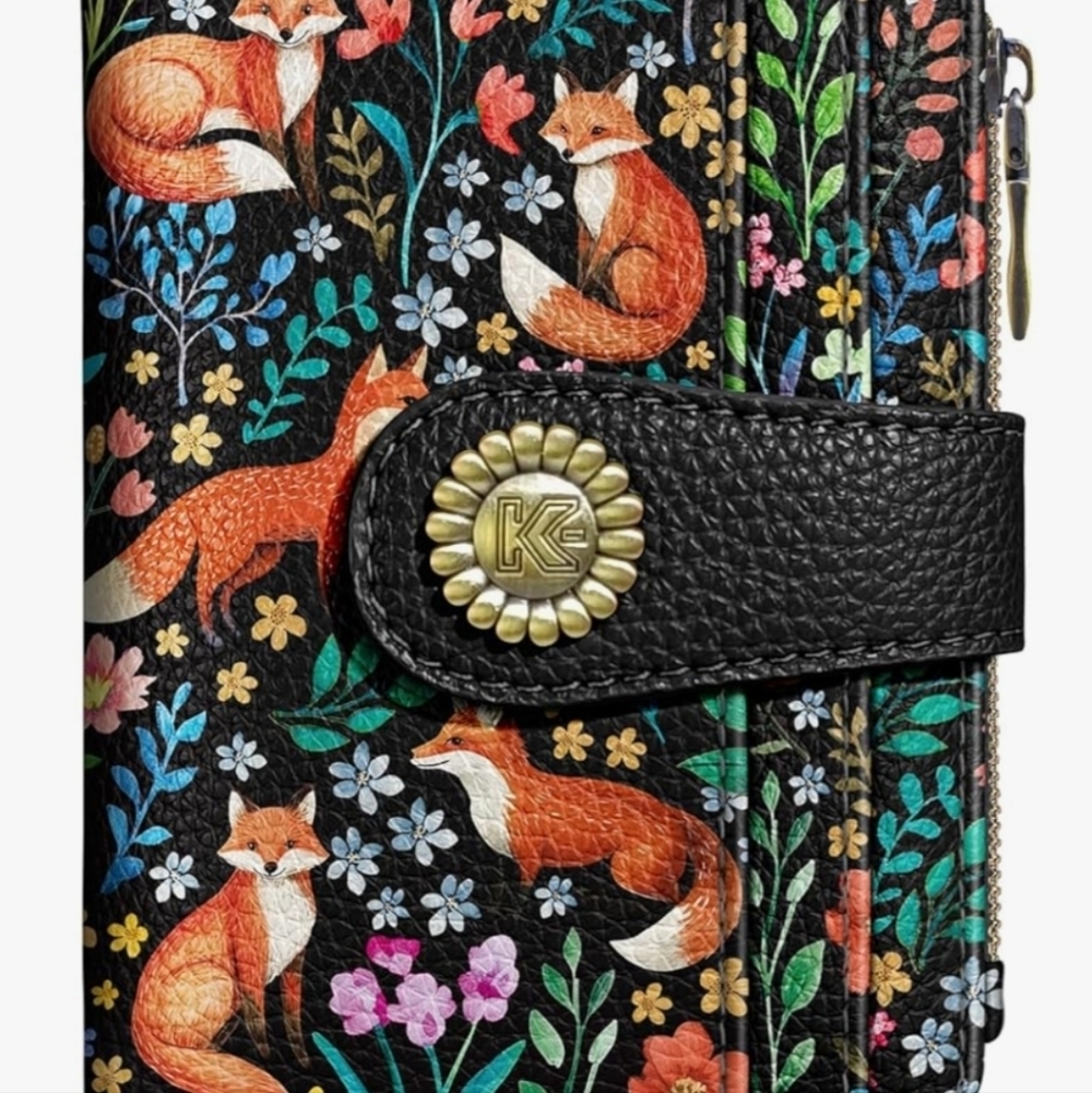 Colorful Fox Pattern RFID-Blocking Wallet